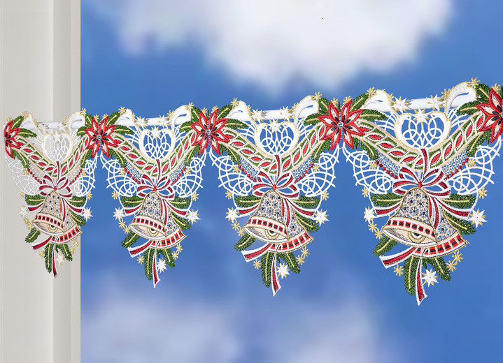 Fensterdekorationen - Stangendekoration mit weihnachtlichen Motiven, in Größe 628 (25x 48 cm) bis 660 (25x112 cm), in Farbe WEISS, in Ausführung Weihnachtsglocken Ansicht 1
