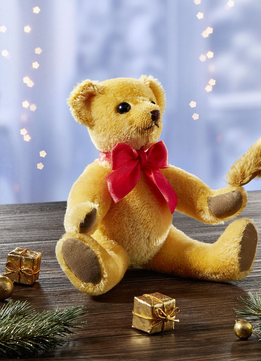 Geschenkideen - Bär aus hochwertigem Plüsch, in Farbe GOLD, in Ausführung Plüschbär, gold Ansicht 1