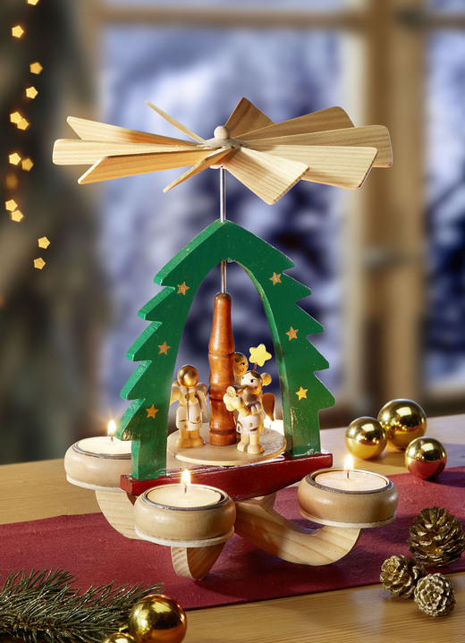 Weihnachten - Tischpyramide aus Holz, in Farbe GRÜN Ansicht 1