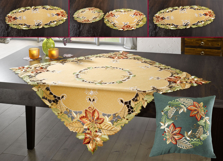Herbstimpressionen - Herbstliche Tisch- und Raumdekoration, in Größe 101 (Deckchen, 35x 50 cm) bis 404 (Kissenbezug, 40x 40 cm), in Farbe TERRA Ansicht 1