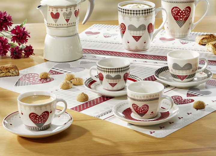 Gläser & Geschirr - Küchen-Accessoires mit romantischem Motiv, in Farbe WEISS-ROT, in Ausführung Espressotassen, 8-teilig Ansicht 1
