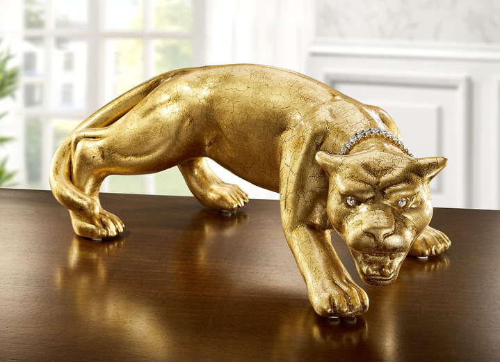 Figuren - Panther in wertvoller Handarbeit mit Blattgold, in Farbe GOLD