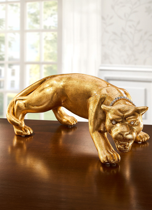 Figuren - Panther in wertvoller Handarbeit mit Blattgold, in Farbe GOLD