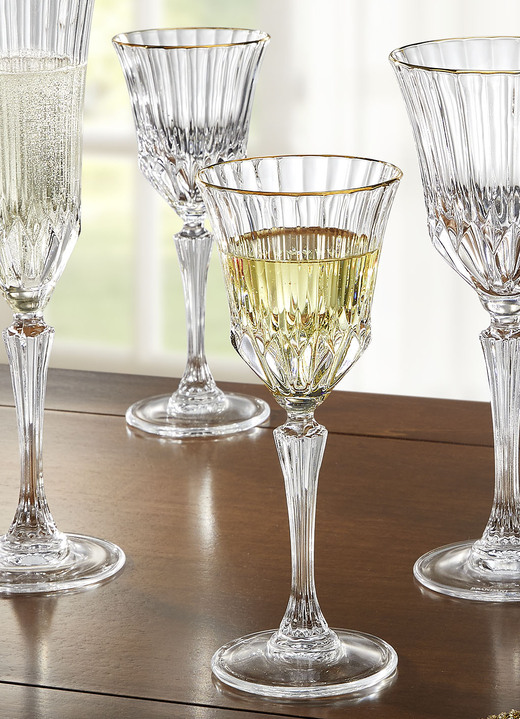 Gläser & Geschirr - Gläser, 2er-Set, mit Goldrand, in Farbe TRANSPARENT-GOLD, in Ausführung Weißweinglas, 2er-Set Ansicht 1
