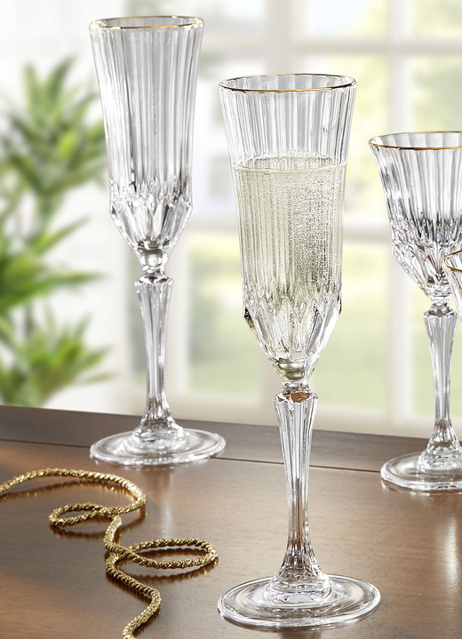 - Gläser, 2er-Set, mit Goldrand, in Farbe TRANSPARENT-GOLD, in Ausführung Sektglas, 2er-Set Ansicht 1