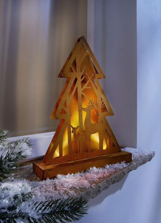 Weihnachten - Weihnachtsdeko Tanne aus gerostetem Eisen, in Farbe BRAUN