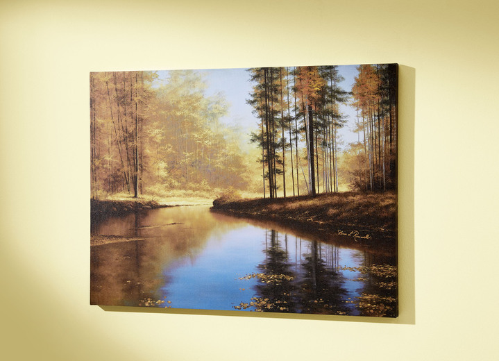 Landschaft - Hochwertiges Leinwandbild mit herbstlcihen Motiv, in Farbe BRAUN-BLAU