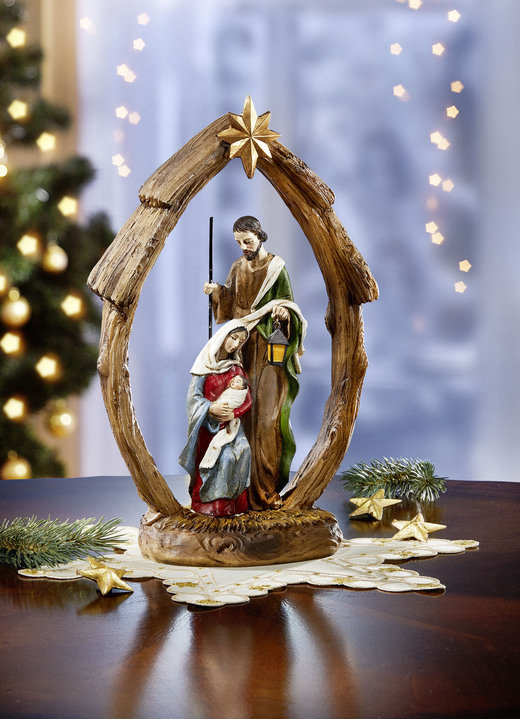 Weihnachtliche Dekorationen - Figur Heilige Familie, aus aus Polyresin , in Farbe BUNT