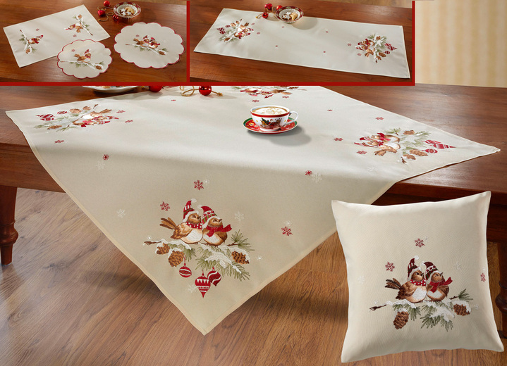 Tischdecken - Wunderbar winterliche Tisch- und Raumdekoration, in Größe 101 (Deckchen, 35x 50 cm) bis 404 (Kissenbezug, 40x 40 cm), in Farbe SEKT-BUNT