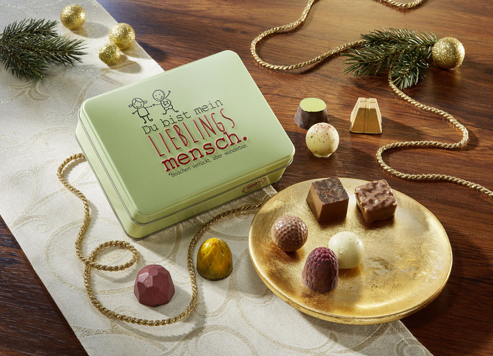 Weihnachtsleckereien - Geschenkdose mit handgefertigten Pralinen und Trüffel, in Farbe BUNT