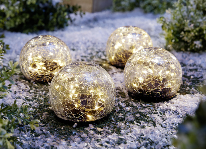 Außendekorationen - Solar-LED-Kugeln, 4er-Set, in Farbe GOLD