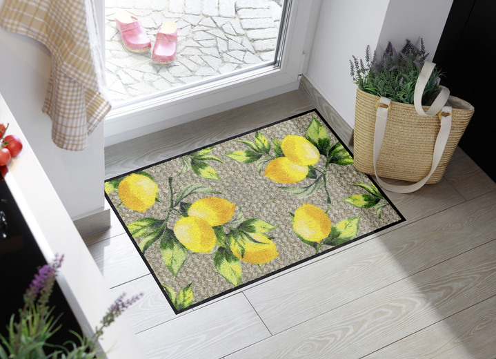 Fußmatten - Wohnmatte mit Zitronen-Motiv, in Farbe BUNT, in Ausführung Rechteckig. Maße: 50x75 cm Ansicht 1