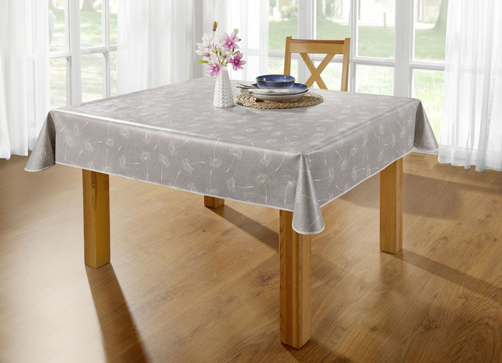 Tischdecken - Wachstuch-Tischdecke mit Pusteblumen-Motiv, in Größe 108 (Tischdecke, 80/ 80 cm) bis 190 (Tischdecke oval, 140/190 cm), in Farbe GRAU Ansicht 1