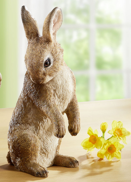 Ostern - Häschen aus hochwertigem Polyresin, in Farbe BRAUN, in Ausführung Häschen, stehend Ansicht 1