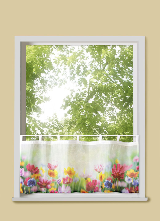 Landhaus & Küche - Kurzstore Blumenwiese aus digitalbedrucktem Voile, in Größe 784 (45x 90 cm) bis 858 (60x120 cm), in Farbe MULTICOLOR Ansicht 1