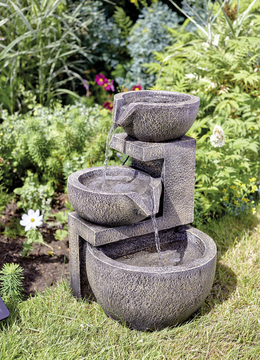 Gartenmöbel - Solar-Brunnen Genua, in Farbe GRAU