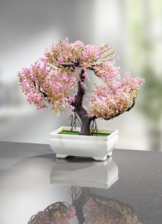 Kunst- & Textilpflanzen - Blühender Bonsai, in Farbe ROSA