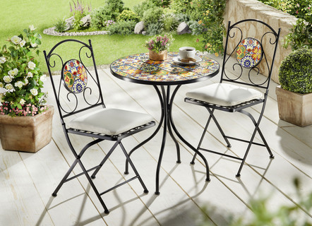 Bistro-Set mit Mosaik-Tischplatte