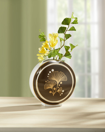 Goebel Vase mit Ginkgo-Dessin