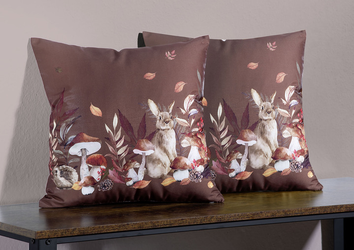 Kissenbezüge - Kissenbezüge mit Herbsthasen-Motiv, 2er-Set, in Farbe HERBSTHASE Ansicht 1
