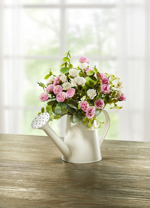 - Mini-Röschen in Gießkanne, in Farbe WEISS-ROSA