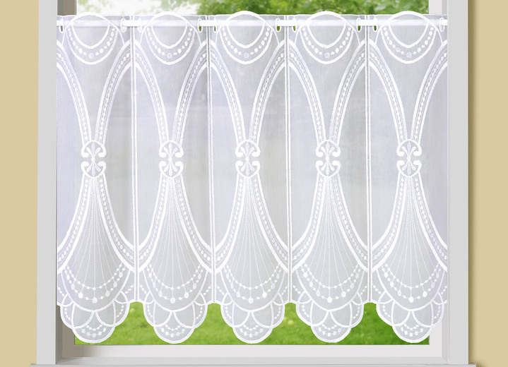 Landhaus & Küche - Kurzstore Gatsby mit echter Stickerei, in Größe 784 (45x 90 cm) bis 859 (60x155 cm), in Farbe WEISS-WEISS Ansicht 1