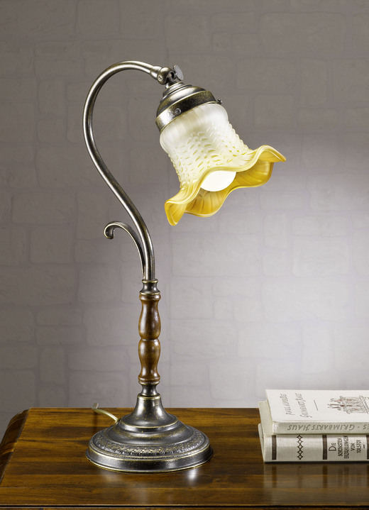 Lampen & Leuchten - Tischleuchte mit Lampenschirm aus Glas, in Farbe BRONZE