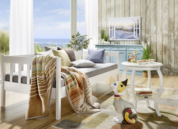 Schlafsofas - Kompaktes Sofabett aus massivem Kiefernholz, in Farbe WEISS Ansicht 1