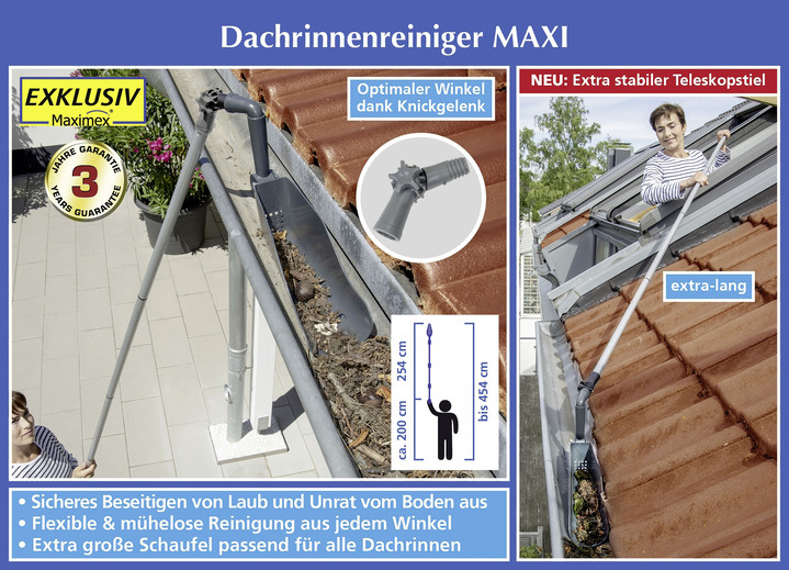 Gartenzubehör - Dachrinnen-Reiniger Maxi für bis zu 4,5 m Arbeitshöhe, in Farbe GRAU-SCHWARZ Ansicht 1