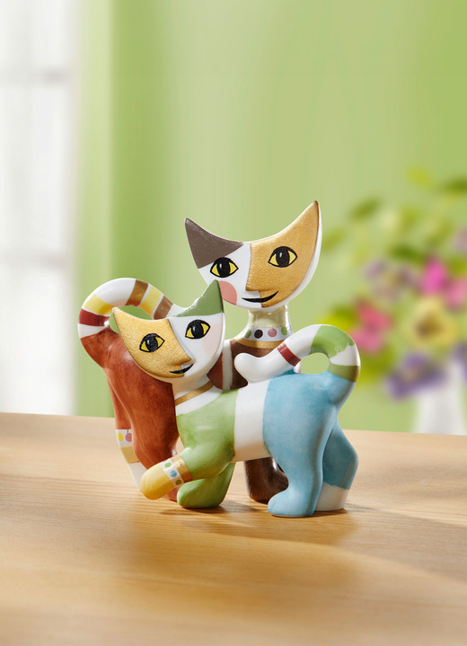Figuren - Mini-Katzenpaar aus Biskuitporzellan, in Farbe BUNT