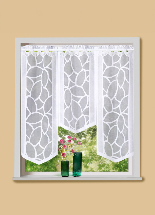 Landhaus & Küche - Fensterbehang  mit Stangendurchzug, 3-teilig, in Farbe WEISS