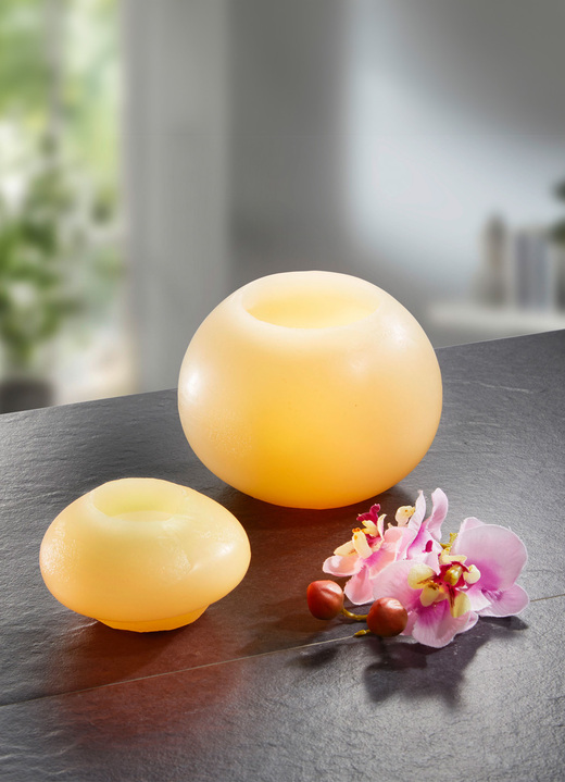 Wohnaccessoires - LED-Echtwachskerzen mit Flackereffekt, 2er Set, in Farbe CREME Ansicht 1