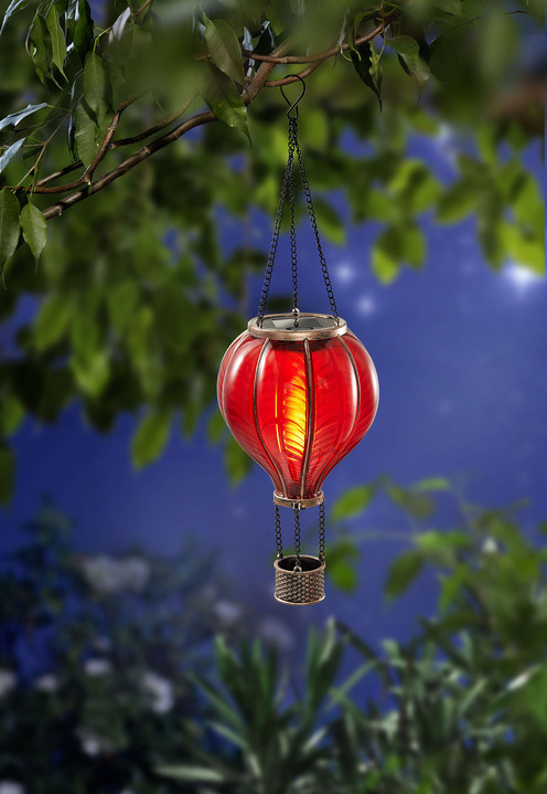 Solarleuchten - Solar-Heißluftballon mit Flackereffekt, in Farbe ROT Ansicht 1