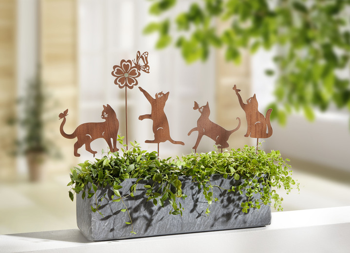 Gartendekoration - Gartenstecker Katzen, 5er-Set, in Farbe SCHWARZ Ansicht 1