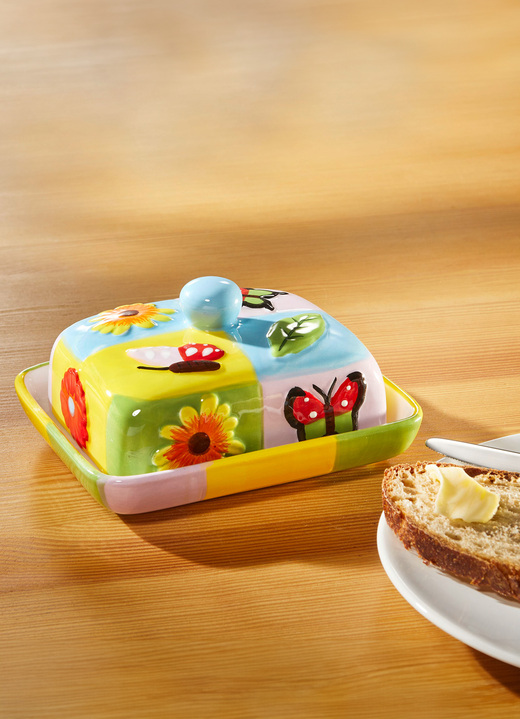 Schüsseln & Behälter - Farbenfrohe Butterdose aus Keramik, in Farbe BUNT Ansicht 1