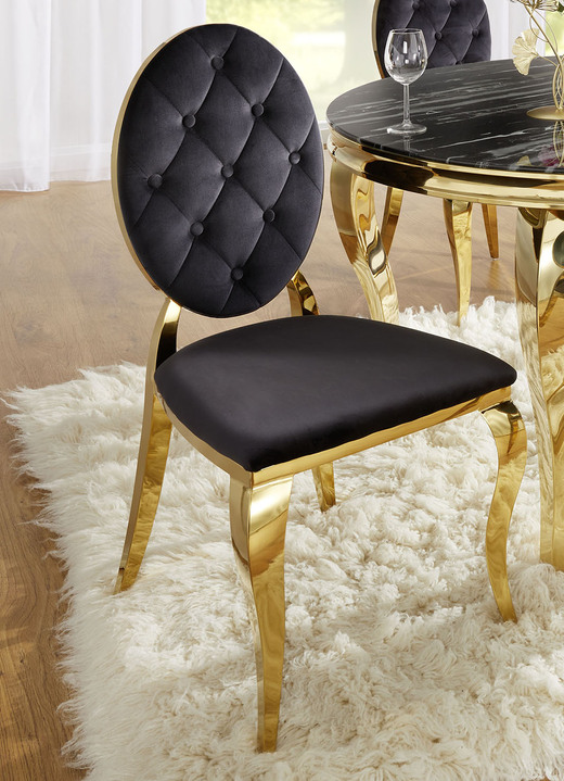 Sitzmöbel - Stühle mit Schaumstoff-Polsterung, 2er-Set, in Farbe GOLD-SCHWARZ Ansicht 1