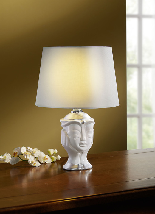 Lampen & Leuchten - Tischleuchte aus Keramik, in Farbe CREME-SILBER Ansicht 1