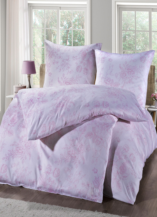 Bettwäschegarnituren - Bettwäsche-Garnitur, in Farbe WEISS-ROSA Ansicht 1