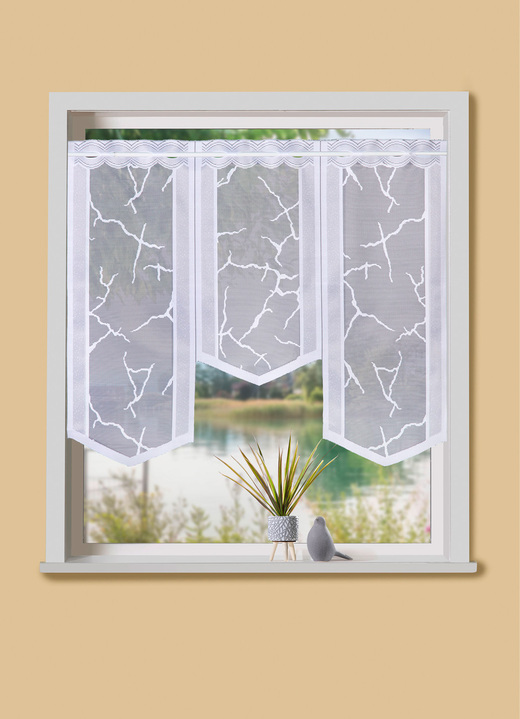 Landhaus & Küche - Fensterbehang mit Stangendurchzug, 3-teilig, in Farbe WEISS