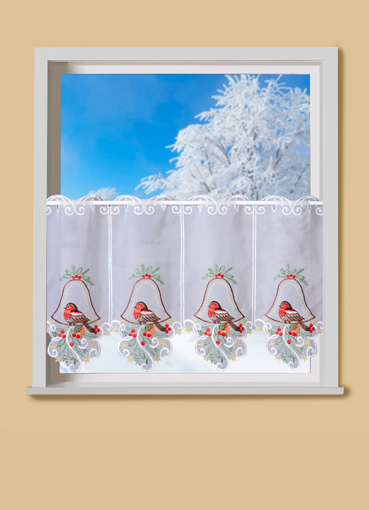 Landhaus & Küche - Weihnachtlicher Kurzstore mit hochwertiger Stickerei, in Größe 786 (H45xB 85 cm) bis 788 (H45xB115 cm), in Farbe BUNT Ansicht 1