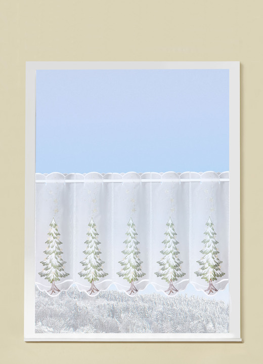 Landhaus & Küche - Kurzstore mit Tannenmotiv, in Größe 786 (H45xB 95 cm) bis 793 (H40xB193 cm), in Farbe WEISS-BUNT Ansicht 1