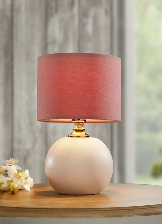 Lampen & Leuchten - Keramik-Tischleuchte mit Textillampenschirm, in Farbe ROSA Ansicht 1