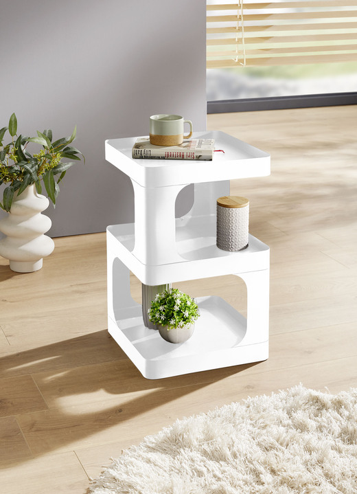 Kleinmöbel - Moderner Beistelltisch aus Metall, in Farbe WEISS Ansicht 1