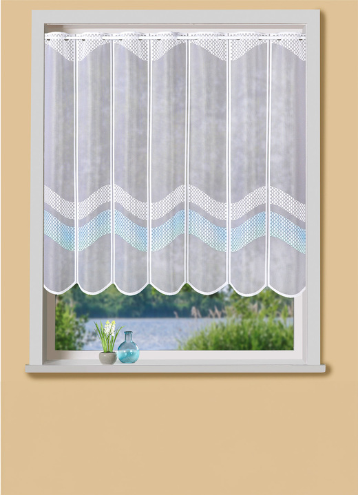 Landhaus & Küche - Handcolorierter Kurzstore, in Größe 856 (H60xB 98 cm) bis 884 (H90xB148 cm), in Farbe WEISS-BLAU Ansicht 1