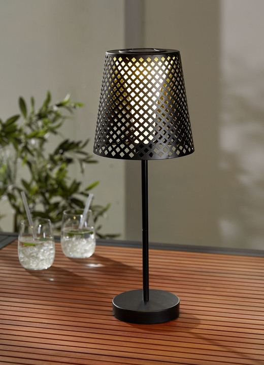 Solarleuchten - Solarleuchte mit Schirm aus Metallgeflecht, in Farbe SCHWARZ