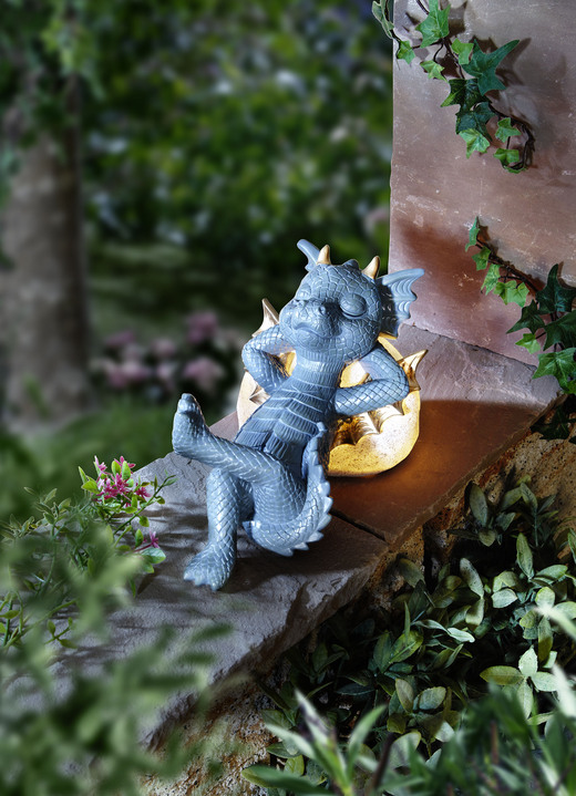 Leuchtende Dekoration - Drache auf LED-Stein, in Farbe ANTHRAZIT