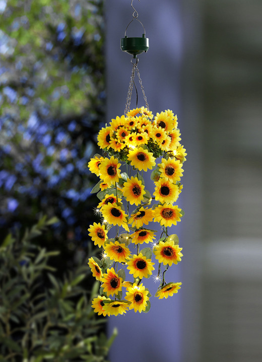 Leuchtende Dekoration - LED-Hängeampel mit Sonnenblumen, in Farbe GELB-GRÜN