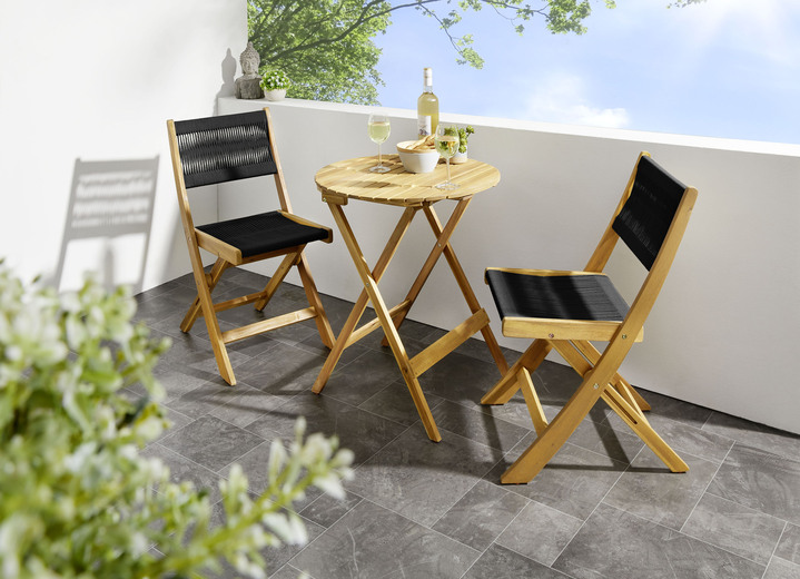 Gartenmöbel - Bistro-Set Lanzarote aus Akazienholz, in Farbe SCHWARZ Ansicht 1