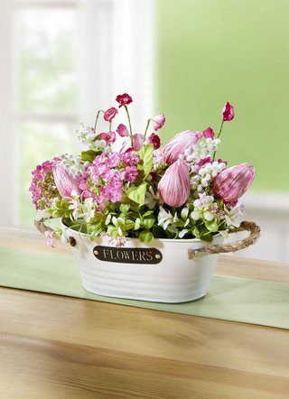 Tulpen-Gesteck in Topf