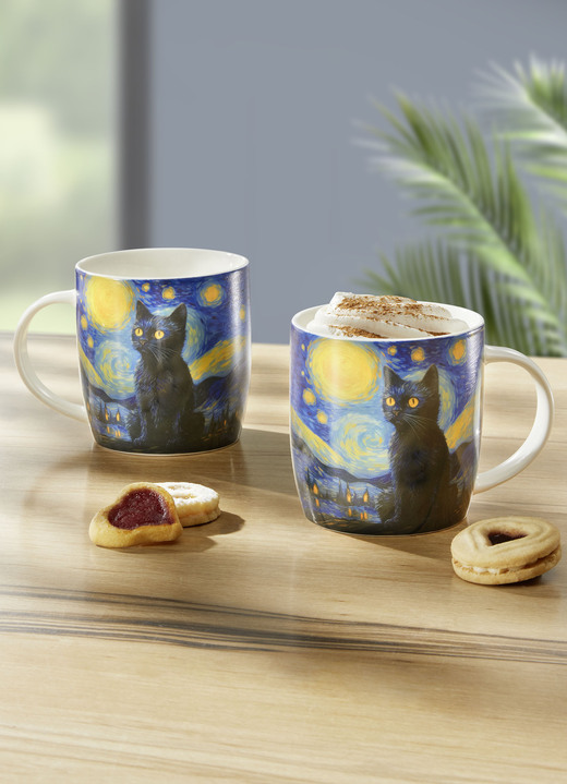 Gläser & Geschirr - Henkelbecher mit Van Gogh-inspiriertem Hintergrund, in Farbe BUNT